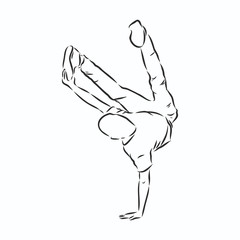 break dancer-continuous line drawing. break dance, dancer, vector sketch illustration