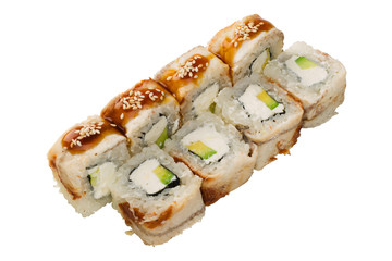 Asian cuisine. Japanese cuisine. Sushi rolls on a white background