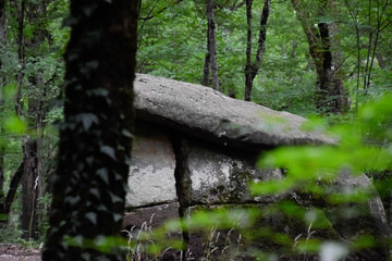 Dolmen in Shapsug. Forest in the city near the village of Shapsugskaya, sights are dolmens and...