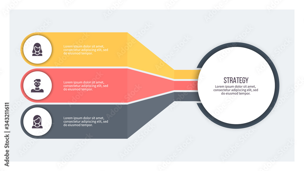 Wall mural business infographic. organization chart with 3 options. vector template.