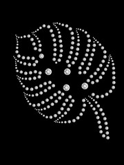 Illustration tropical leaf diamond ornament pattern on black background