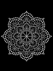 Illustration diamond mandala ornament pattern on black background