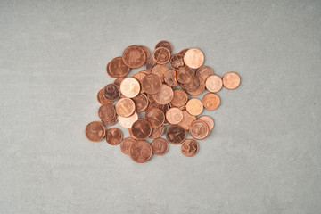 coins on gray background