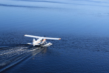 Sea Plane taking of St Lawrence River in Canada