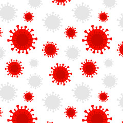Coronavirus Covid-19 cells seamless pattern. Epidemic, pandemic of 2019-ncov outbreak vector flat illustration.