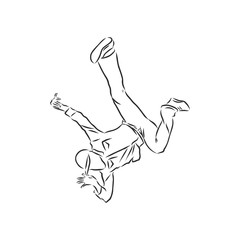 Fototapeta na wymiar break dancer-continuous line drawing. break dance, dancer, vector sketch illustration