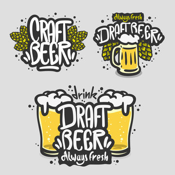 Beer Brew Brewery Alcohol Related Vector Illustrations Designs.