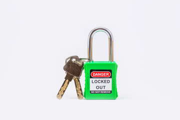 Green key lock and tag for process cut off electrical,the toggle tags number for electrical log out...