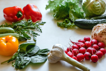 Healthy fresh vegetebles on white background