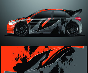 Rally car decal graphic wrap vector, abstract background