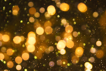 Christmas and Happy new year on blurred bokeh with snowfall banner background