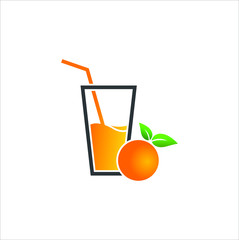 Natural fresh orange juice in a glass vector icon. Fruit juice logo concept