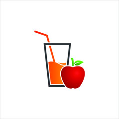 Natural fresh apple juice in a glass vector icon. Fruit juice logo concept