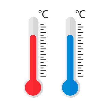 Hot and cold thermometers icon isolated on white background. Vector illustration.