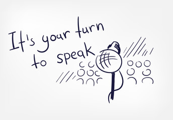 public speaking motivation abstract vector concept doodle line sketch illustration clip art