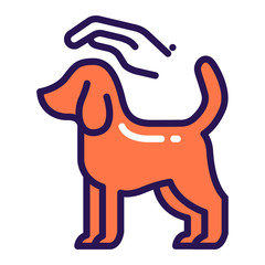 Dog care color line icon. Pet play. Home leisure. 