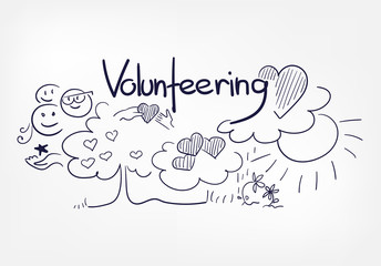 volunteering childish abstract vector concept doodle line sketch illustration clip art