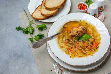 Cabbage soup with bull tails.