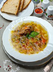 Cabbage soup with oxtails.
