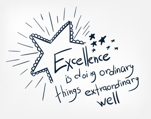 word cloud excellence doodle vector hand drawn word lettering simple