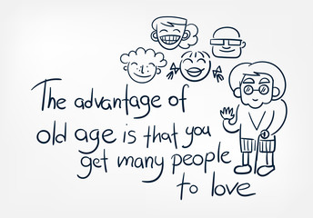 old age love family doodle vector hand drawn word lettering simple