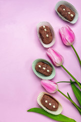 Traditional truffle cakes. Dessert of Russian cuisine.