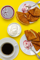 Pancakes for Breakfast. Russian cuisine.