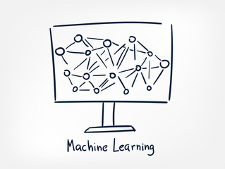 machine learning vector line doodle hand written illustration simle