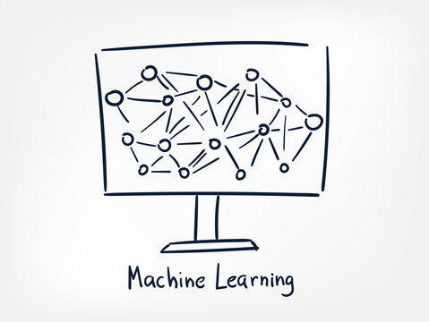 Machine Learning Vector Line Doodle Hand Written Illustration Simle