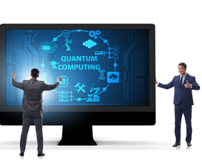 Concept of quantum computing with businessman