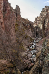 river flowing between the rocks