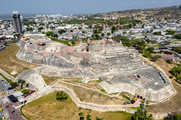 Obraz premium Aerial view of the San Felipe de Barajas Castle, Cartagena Colombia