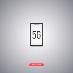 Smartphone 5G icon isolated on a white background.
