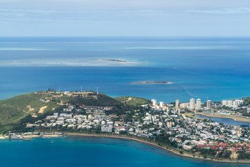 Fototapeta premium Aerial view of Noumea bay New Caledonia. sky is blue