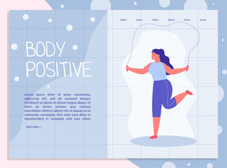 Body Positive Landing Page with Happy Fat Woman