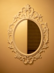 Mirror with duality look half black half white different sides side