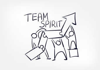 team spirit concept sketch lettering hand drawn doodle
