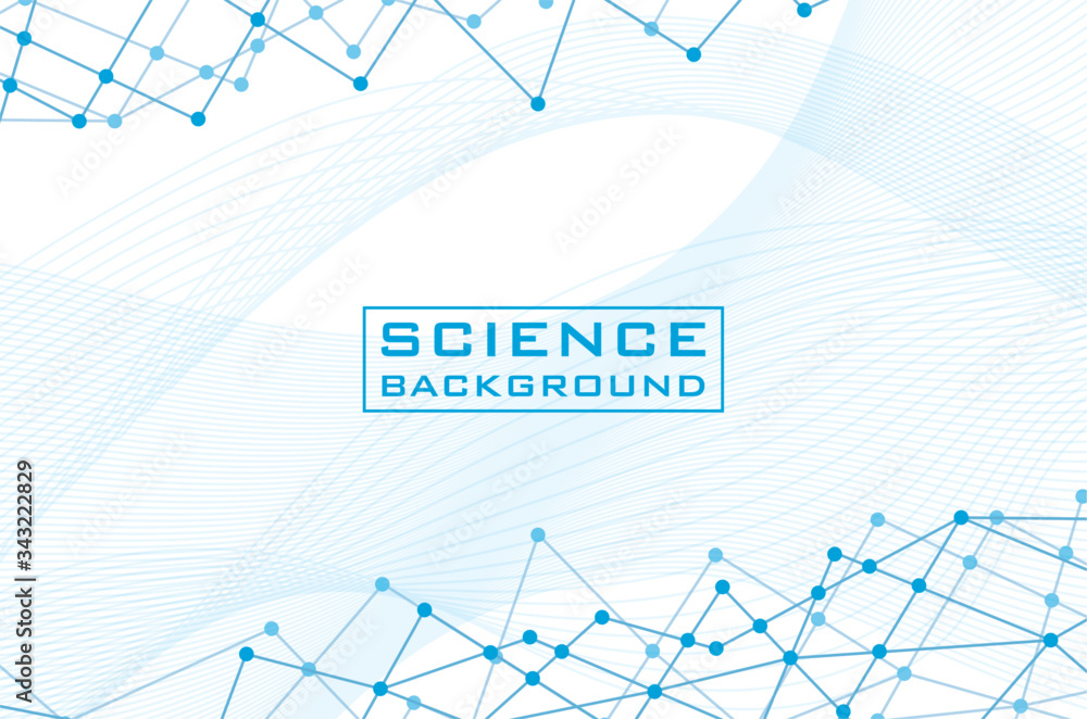 Wall mural white science background with lines structures