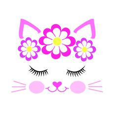 Cute cat vector design. Animal print. Cartoon illustration in sketch style .For the design of T-shirts, cards, posters.