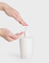 Hand antibacterial sanitizer dispenser pump, alcohol gel to wash hands, liquid soap to clean hands...