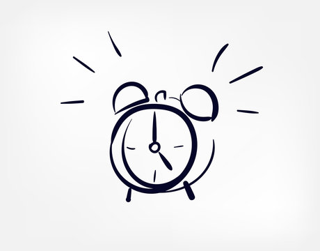 alarm clock vector doodle hand drawn line illustration symbol