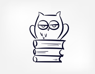 owl knowlege vector doodle hand drawn line illustration symbol