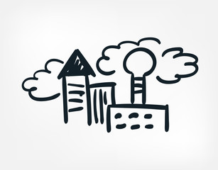 industrial icon line art doodle vector symbol sign concept set