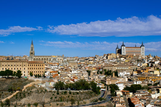 Wide view of the beautiful Toledo city, Spain