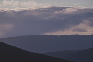 Evening landscape with Layers of mountain.