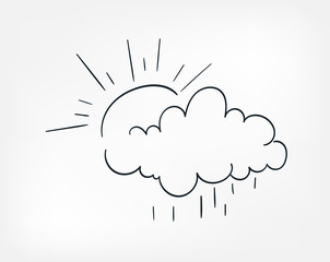 sun cloud line art doodle vector symbol sign concept
