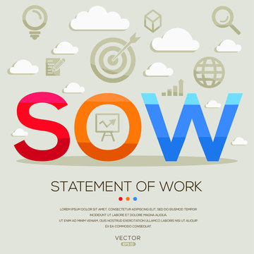 SOW mean (statement of work) ,letters and icons,Vector illustration.