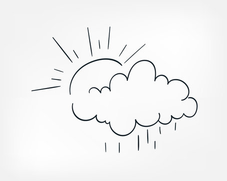 sun cloud line art doodle vector symbol sign concept