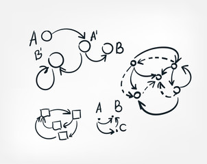 process diagram statistics line art doodle vector symbol sign concept set