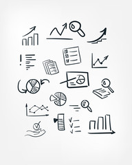 diagram statistics line art doodle vector symbol sign concept set